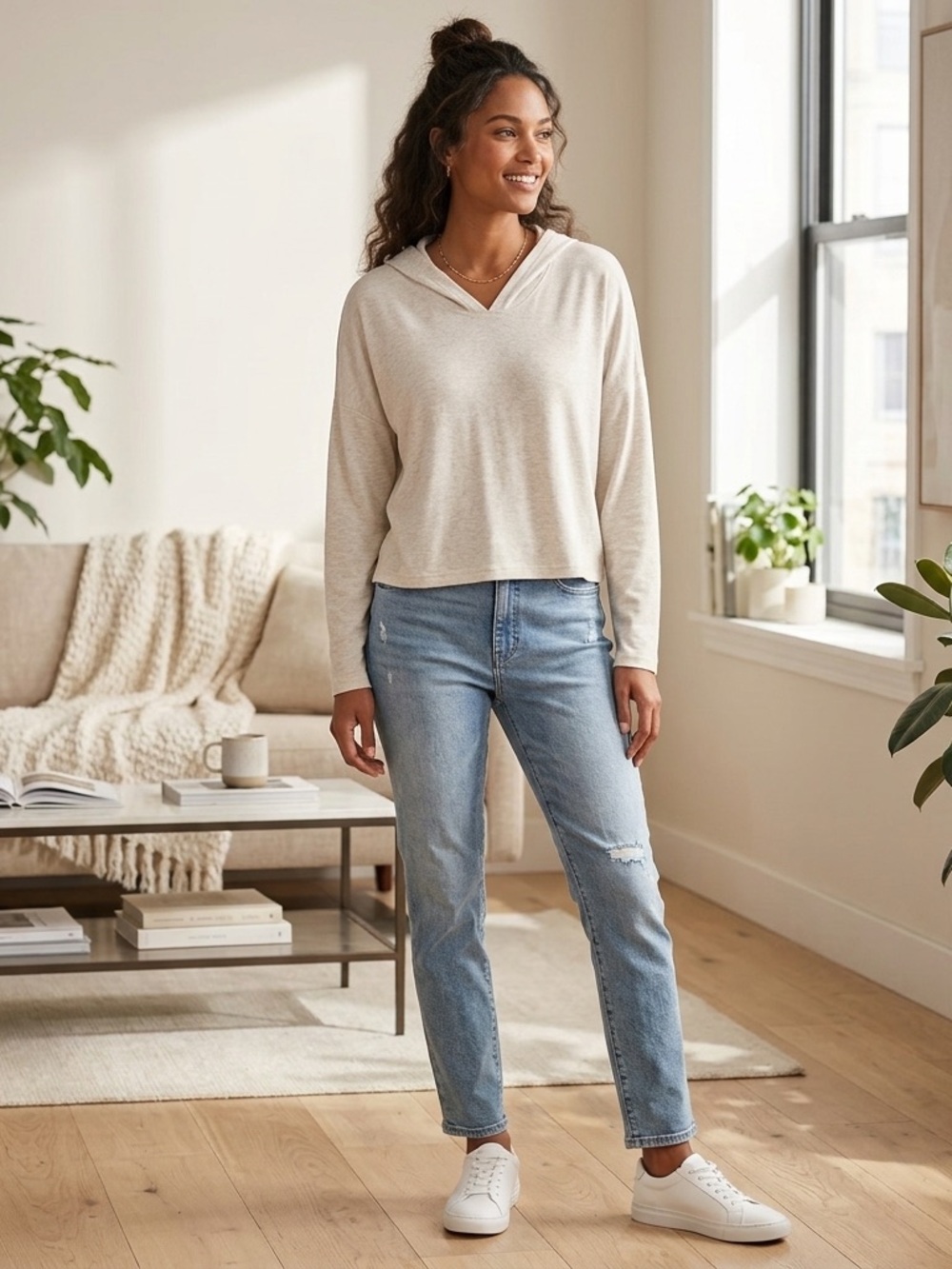 J. Jill Cropped Knit Hoodie